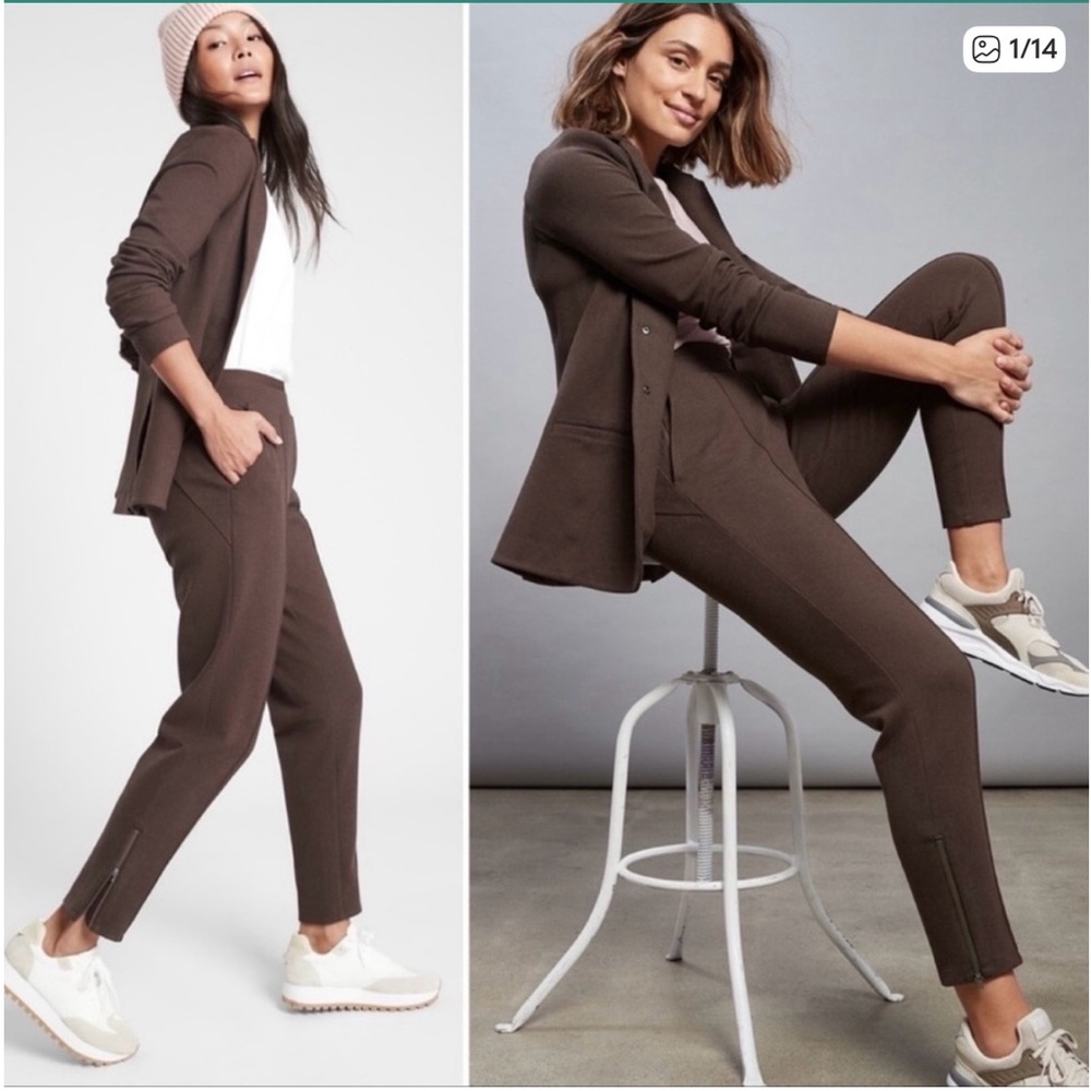 Athleta Brown Ponte Slim Ankle Pants